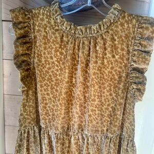 Karlie Velvet Dress, High-Low Midi Flutter Sleeve, Small